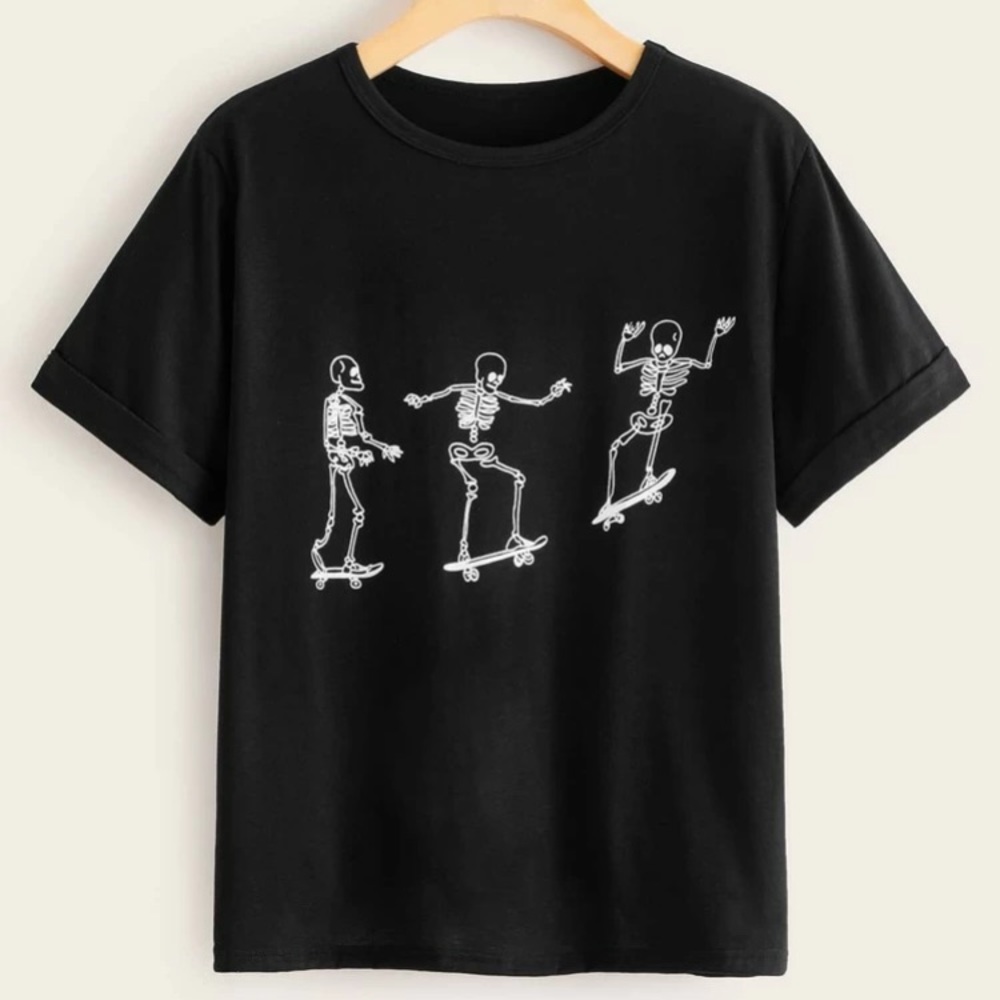 skater skeleton tee